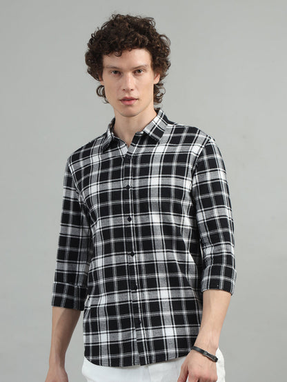 Black Men’s Black Check Shirt