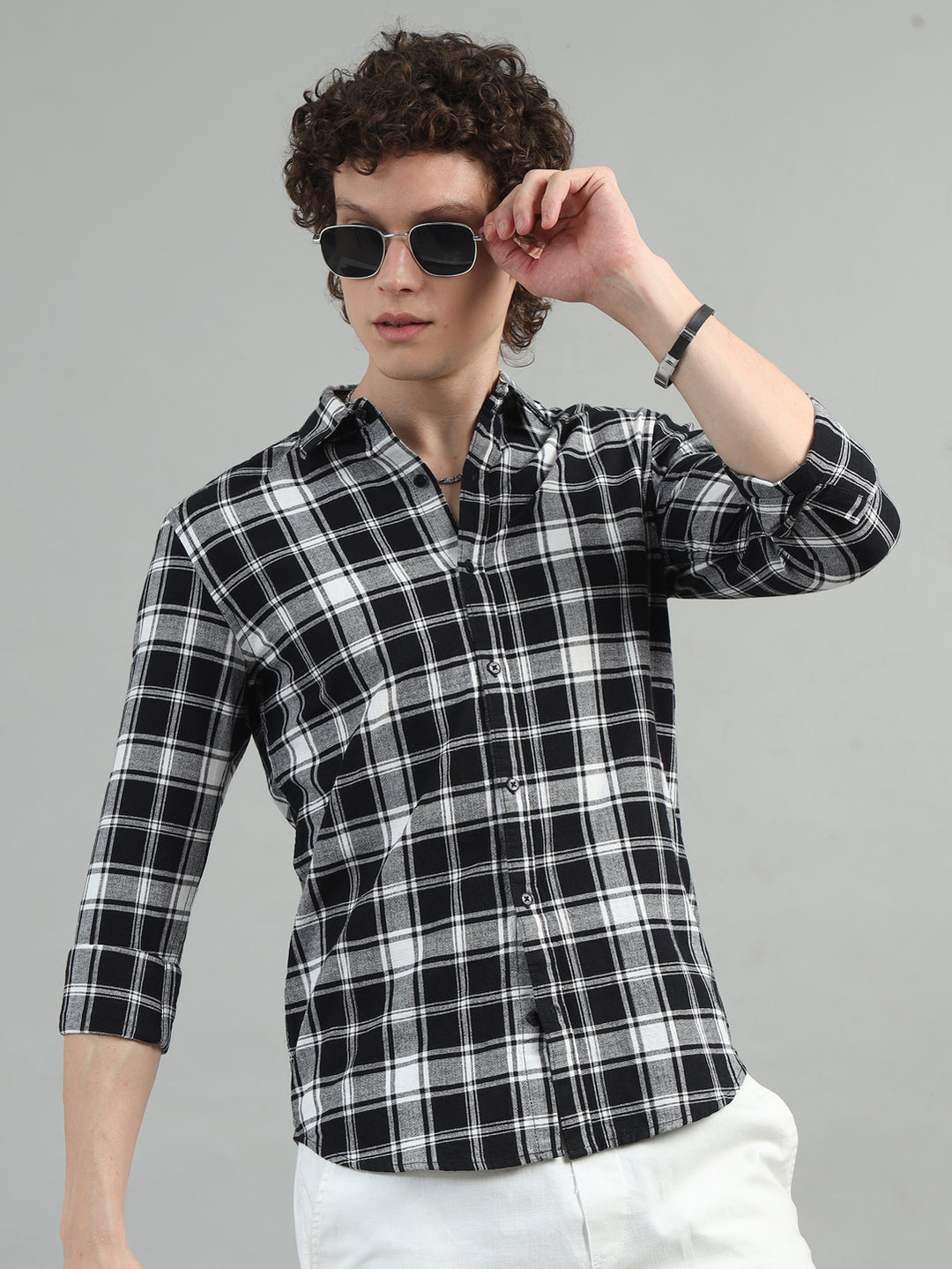 Black Men’s Black Check Shirt