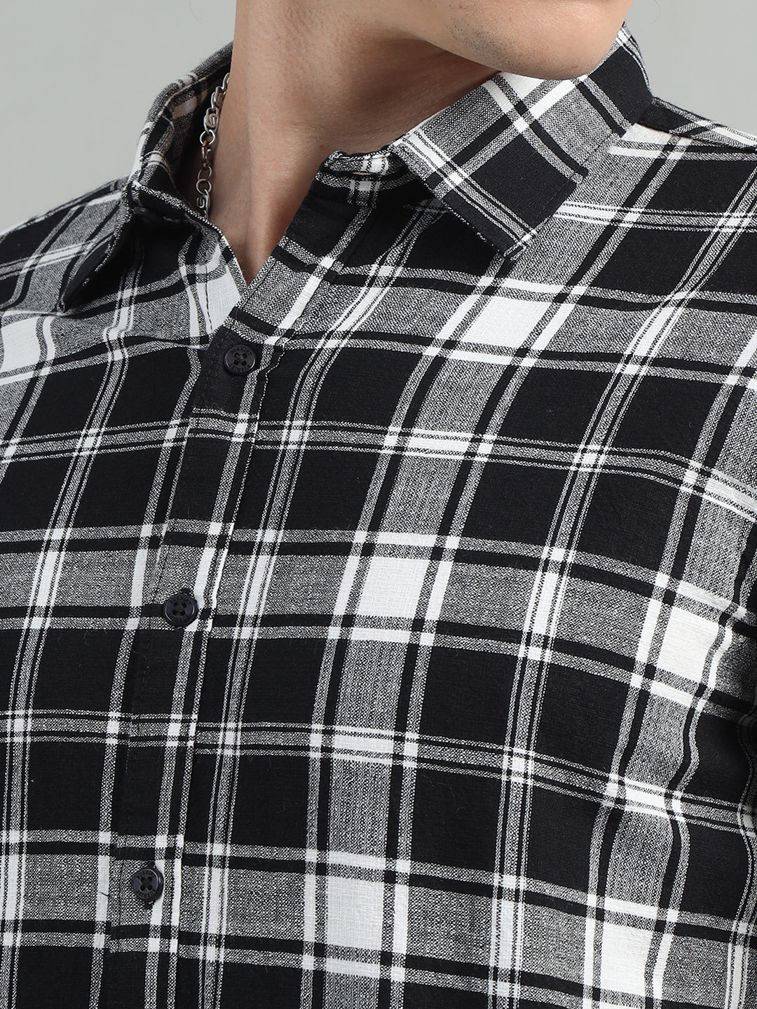 Black Men’s Black Check Shirt