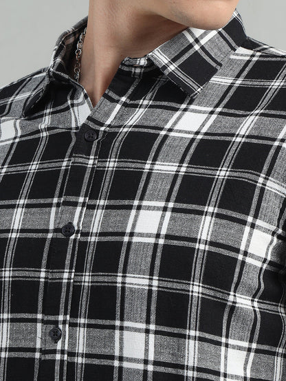 Black Men’s Black Check Shirt