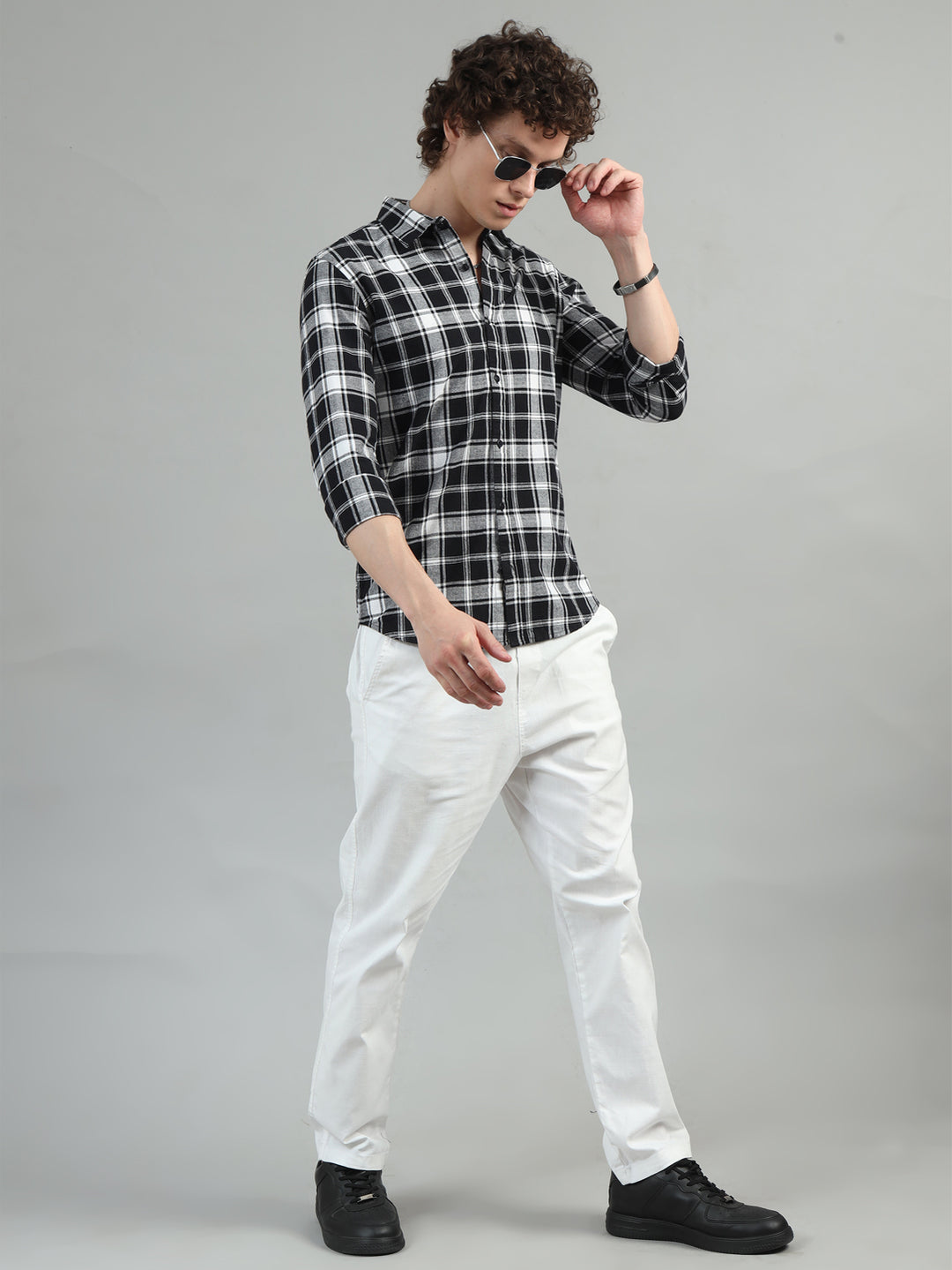 Black Men’s Black Check Shirt